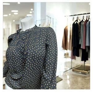 Adrianna Papell Black and Gold Heart Blouse